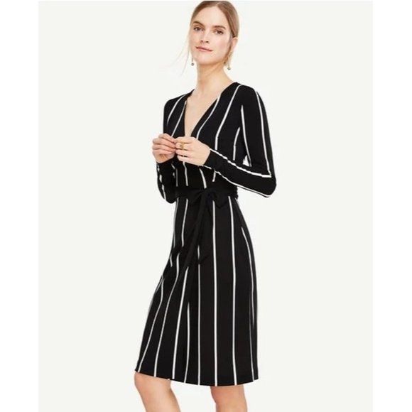 Ann Taylor Dresses & Skirts - Ann Taylor Black & White Stripe Wrap Dress 2